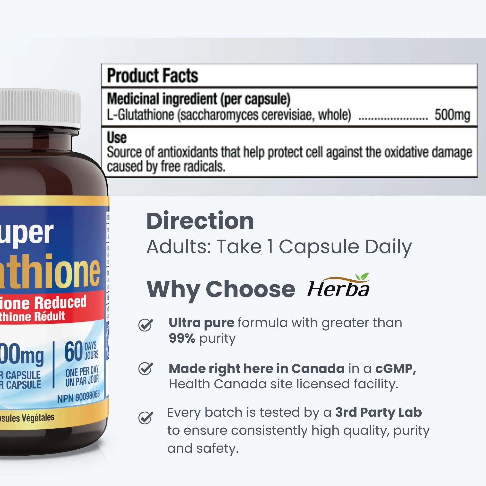 Glutathione Supplements 500mg, 60 Vegetable Capsules-L-Glutathione Reduced Active Form - Image 7