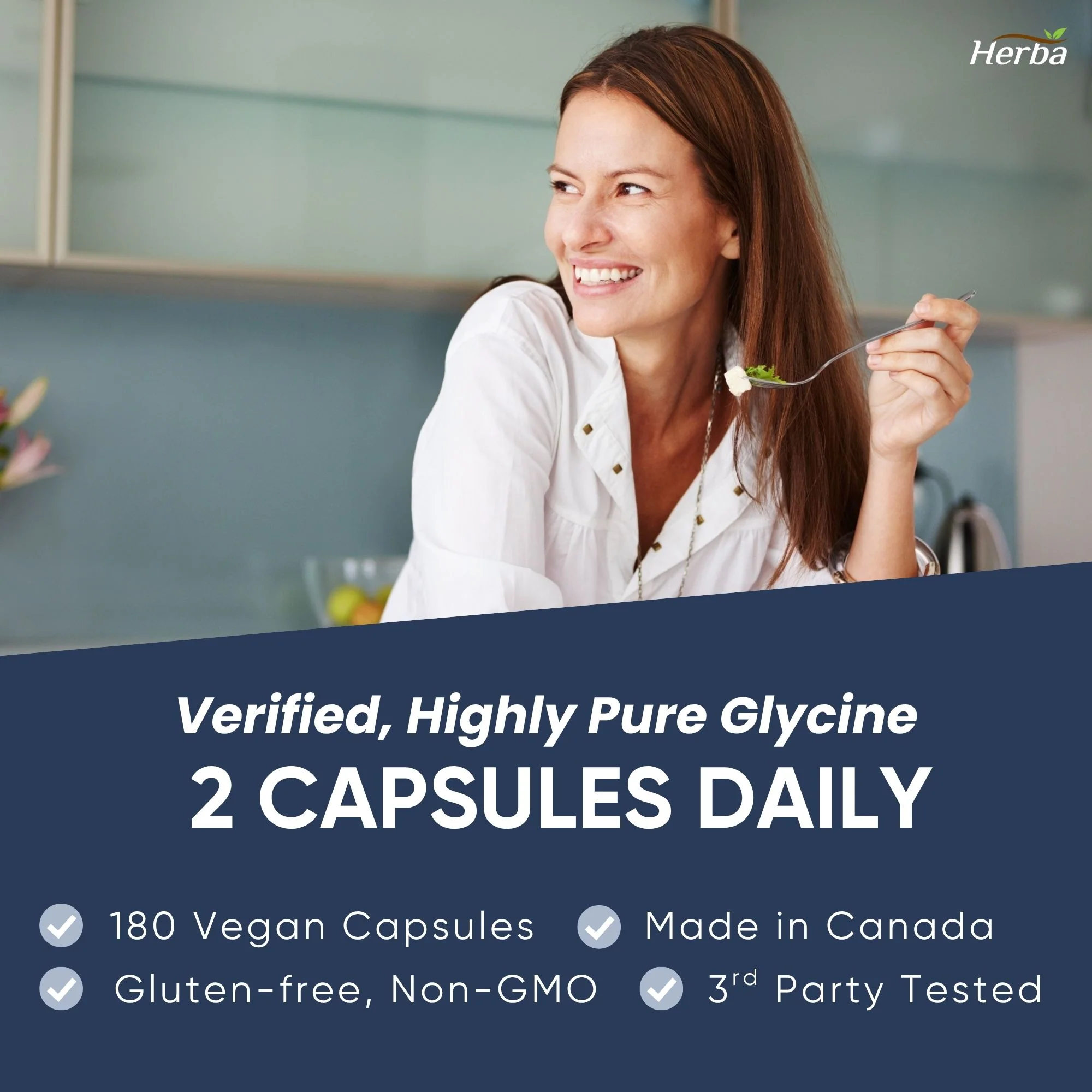 Herba Glycine Supplement 750mg - 180 Capsules - >99% Ultra Pure Glycine Capsules | Made in Canada - Image 4
