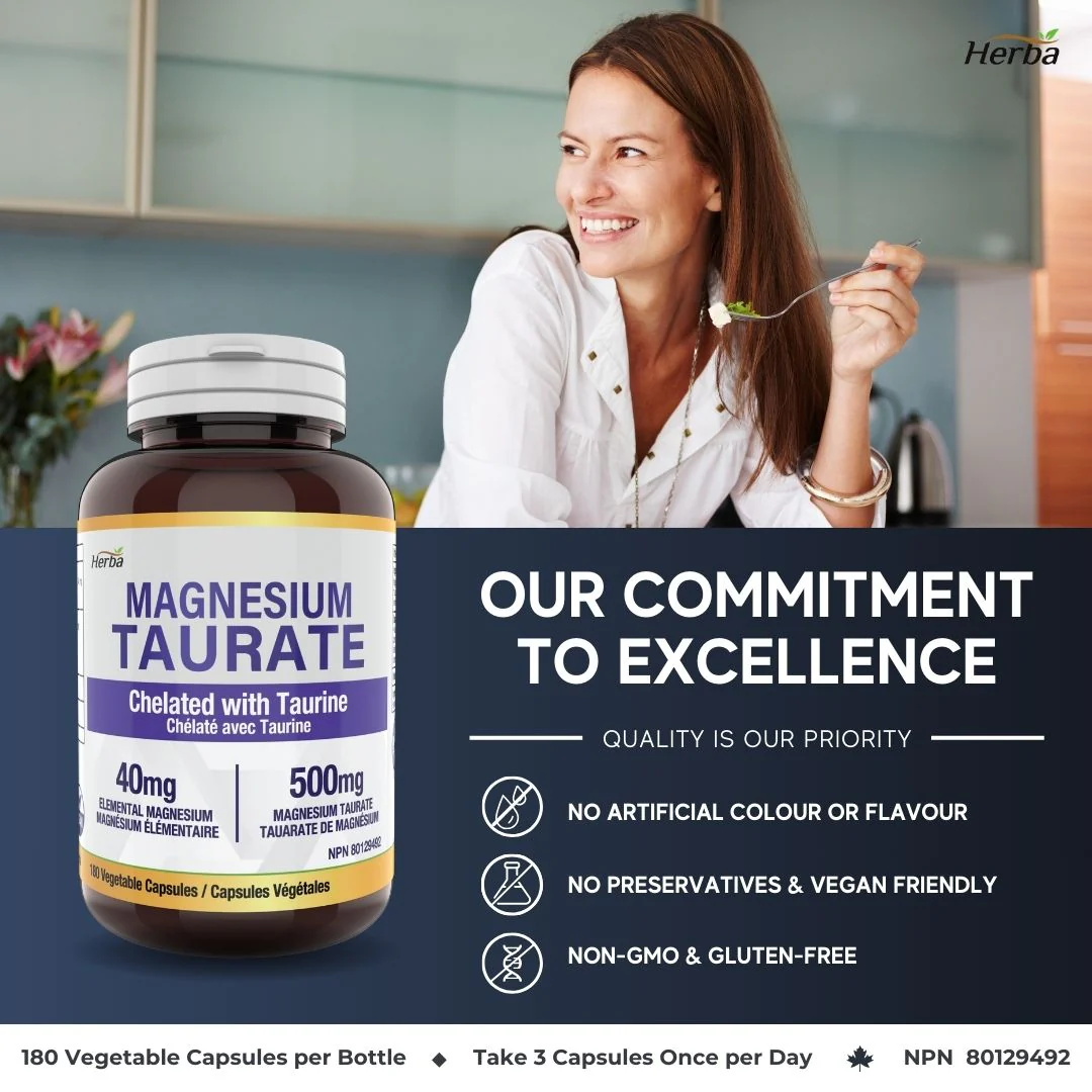 Magnesium Taurate Supplement 500mg - 180 Capsules | Made in Canada - Image 8