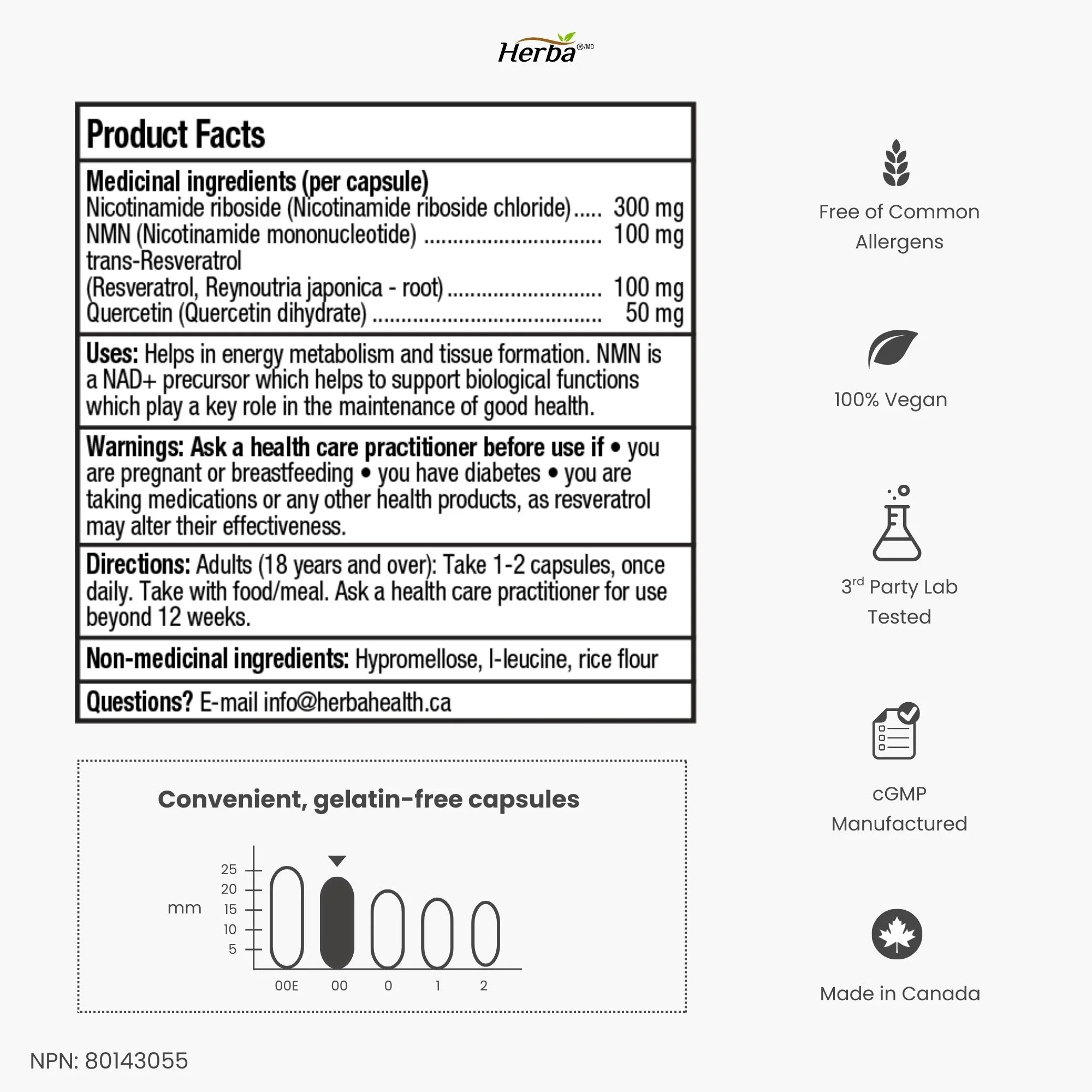 NAD+ Supplement 550mg – 60 Capsules | 4-in-1 NAD Plus Total with Nicotinamide Riboside (NR), β-NMN, Resveratrol & Quercetin | Made in Canada - Image 8