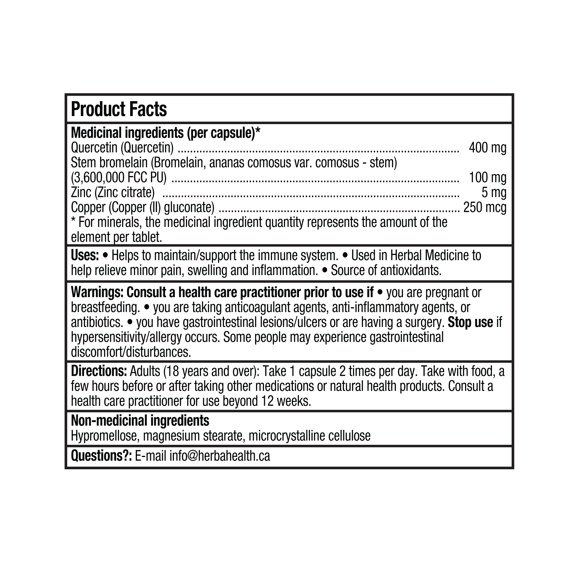Quercetin with Bromelain, Zinc & Copper - 180 Capsules - Image 6